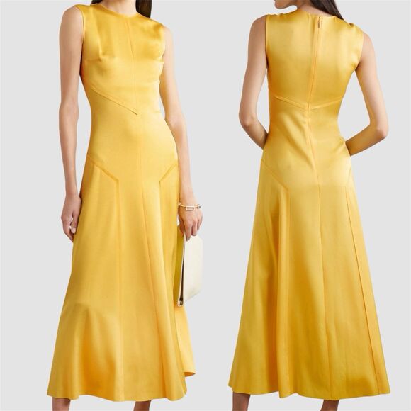 Jason Wu Dress Womens 6 Yellow Lemon Sleeveless‎ Maxi Fit Flare Formal Elegant - Picture 1 of 16